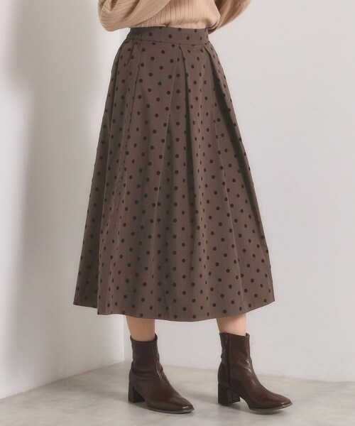 ITS'DEMO（イッツデモ）の「【手洗い可】フロッキードットスカート（スカート・レディース・ブラック系/ブラウン系その他2/チャコール・00）」の3枚目の写真