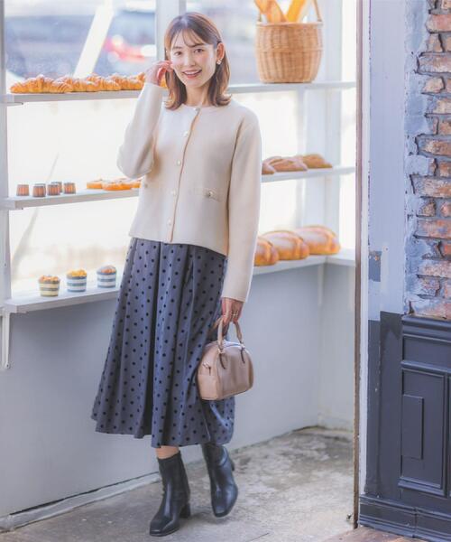 ITS'DEMO（イッツデモ）の「【手洗い可】フロッキードットスカート（スカート・レディース・ブラック系/ブラウン系その他2/チャコール・00）」の9枚目の写真