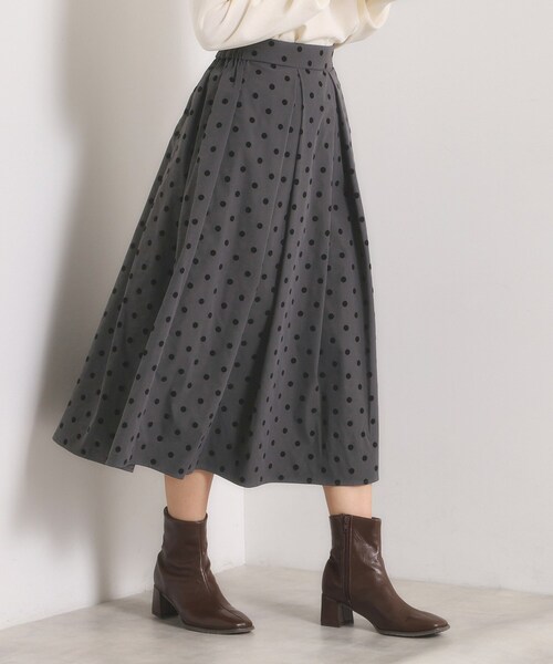 ITS'DEMO（イッツデモ）の「【手洗い可】フロッキードットスカート（スカート・レディース・ブラック系/ブラウン系その他2/チャコール・00）」の11枚目の写真