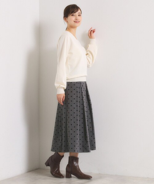 ITS'DEMO（イッツデモ）の「【手洗い可】フロッキードットスカート（スカート・レディース・ブラック系/ブラウン系その他2/チャコール・00）」の10枚目の写真