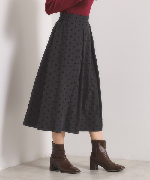 ITS'DEMO（イッツデモ）の「【手洗い可】フロッキードットスカート（スカート・レディース・ブラック系/ブラウン系その他2/チャコール・00）」の12枚目の写真