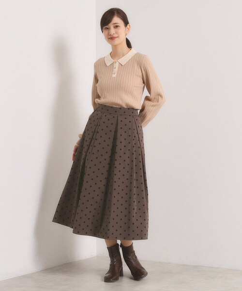 ITS'DEMO（イッツデモ）の「【手洗い可】フロッキードットスカート（スカート・レディース・ブラック系/ブラウン系その他2/チャコール・00）」の19枚目の写真