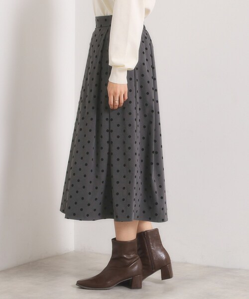 ITS'DEMO（イッツデモ）の「【手洗い可】フロッキードットスカート（スカート・レディース・ブラック系/ブラウン系その他2/チャコール・00）」の22枚目の写真