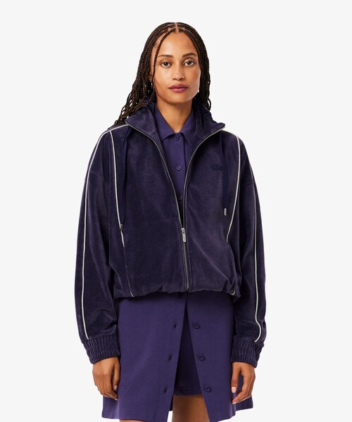 LACOSTE ベロア トラックジャケット セール】ベロアタッチパイピングトラックジャケット（カーディガン