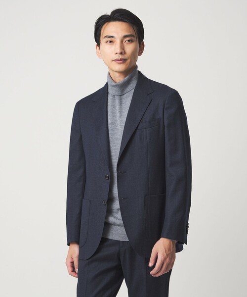 green label relaxing（グリーンレーベルリラクシング）の「GLR CLOTH フラノ無地 2B RG ジャケット -ストレッチ-（テーラードジャケット・メンズ・ネイビー/モカ・XL/M/L/S）」の2枚目の写真