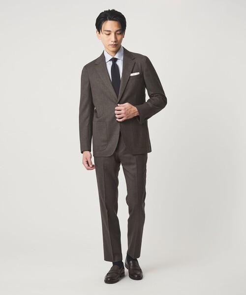 green label relaxing（グリーンレーベルリラクシング）の「GLR CLOTH フラノ無地 2B RG ジャケット -ストレッチ-（テーラードジャケット・メンズ・ネイビー/モカ・XL/M/L/S）」の6枚目の写真