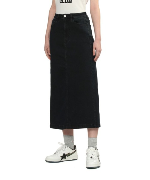 APEE BY A BATHING APE(エイピーバイアベイシングエイプ)の「EMBOSSED UNWASHED DENIM MAXI SKIRT #2(デニムスカート・レディース・チャコール・SMALL/X-SMALL)」の3枚目の写真