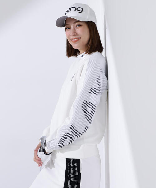 【PING APPAREL】ジャガードニット/カットソー リップルロゴクルーネックニット ＜GOLD＞ (LADIES)