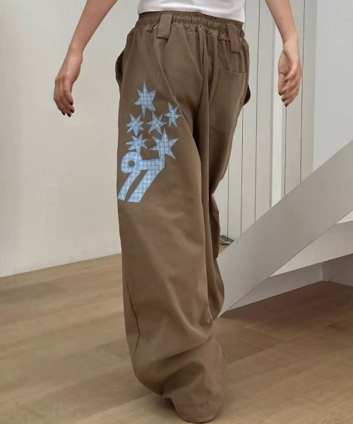 09AW ARCHIVE 00s 極太オーバーワイドパンツ サルエル セール】【春服新色追加】スターアップリケワイドパンツ／Y2K