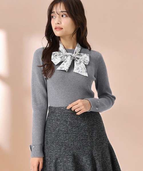セール】2025秋冬新作 スカーフ付きリブニット（ニット/セーター