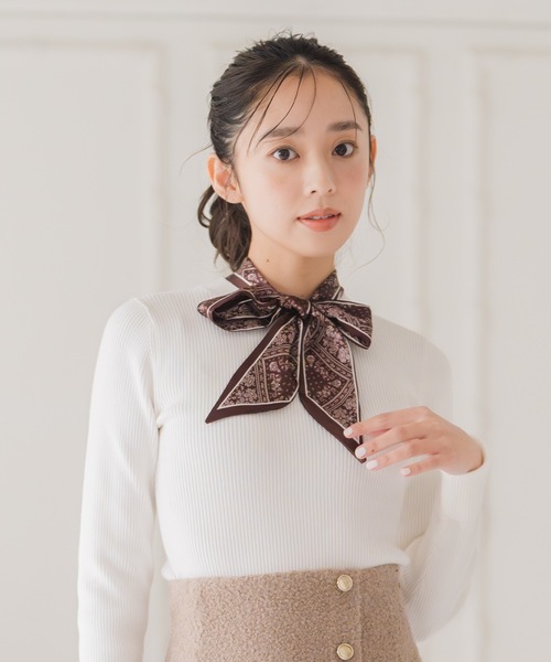 セール】2025秋冬新作 スカーフ付きリブニット（ニット/セーター