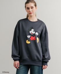 Disney ディズニー MICKEY MOUSE オーバーサイズ ミッキーマウスプリント裏起毛スウェットトレーナー