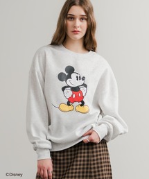 Disney ディズニー MICKEY MOUSE オーバーサイズ ミッキーマウスプリント裏起毛スウェットトレーナー
