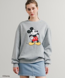 Disney ディズニー MICKEY MOUSE オーバーサイズ ミッキーマウスプリント裏起毛スウェットトレーナー