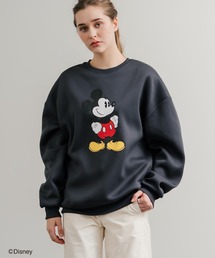 Disney ディズニー MICKEY MOUSE オーバーサイズ ミッキーマウスプリント裏起毛スウェットトレーナー