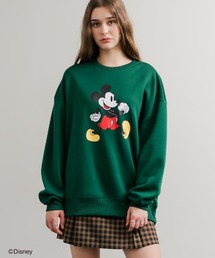Disney ディズニー MICKEY MOUSE オーバーサイズ ミッキーマウスプリント裏起毛スウェットトレーナー