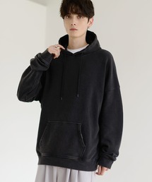 ETELIO | ヴィンテージ加工PUピスデザインスウェットプルパーカー(パーカー)