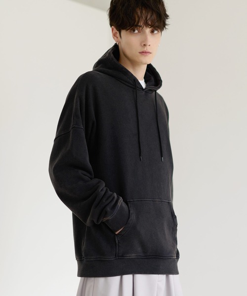 ETELIO（エテリオ）の「ヴィンテージ加工PUピスデザインスウェットプルパーカー（パーカー・メンズ・ワイン/ブラック/ブルー/グレー/ブラウン・S/M/L/XL）」の6枚目の写真