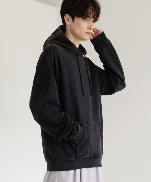 ETELIO（エテリオ）の「ヴィンテージ加工PUピスデザインスウェットプルパーカー（パーカー・メンズ・ワイン/ブラック/ブルー/グレー/ブラウン・S/M/L/XL）」の7枚目の写真