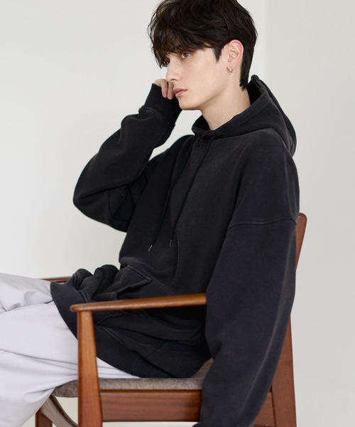 ETELIO（エテリオ）の「ヴィンテージ加工PUピスデザインスウェットプルパーカー（パーカー・メンズ・ワイン/ブラック/ブルー/グレー/ブラウン・S/M/L/XL）」の10枚目の写真