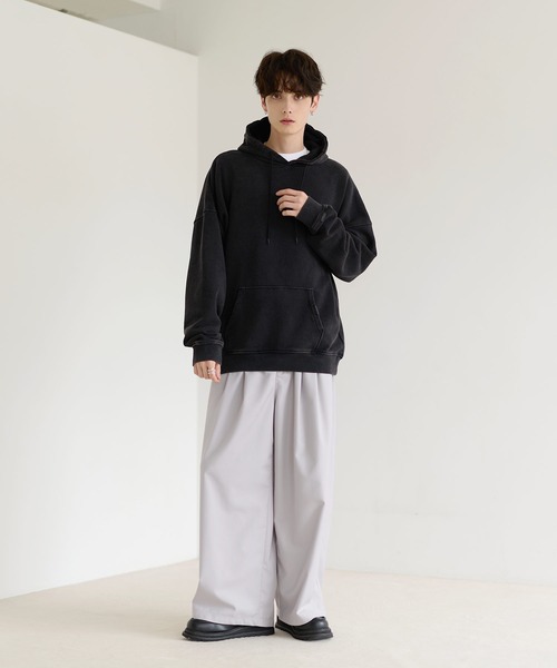 ETELIO（エテリオ）の「ヴィンテージ加工PUピスデザインスウェットプルパーカー（パーカー・メンズ・ワイン/ブラック/ブルー/グレー/ブラウン・S/M/L/XL）」の11枚目の写真