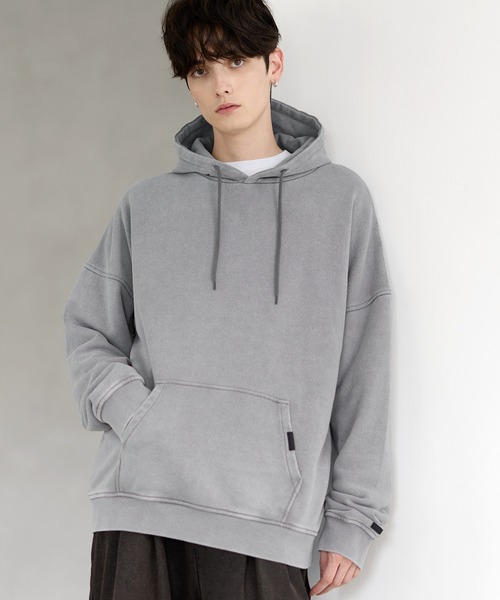 ETELIO（エテリオ）の「ヴィンテージ加工PUピスデザインスウェットプルパーカー（パーカー・メンズ・ワイン/ブラック/ブルー/グレー/ブラウン・S/M/L/XL）」の18枚目の写真