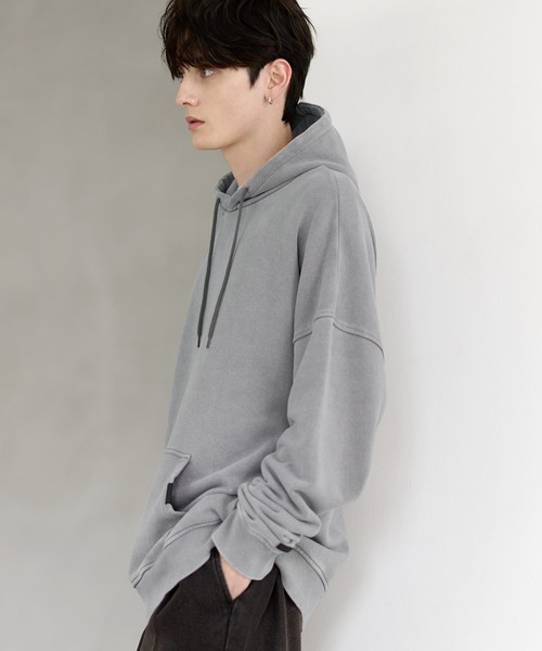 ETELIO（エテリオ）の「ヴィンテージ加工PUピスデザインスウェットプルパーカー（パーカー・メンズ・ワイン/ブラック/ブルー/グレー/ブラウン・S/M/L/XL）」の22枚目の写真