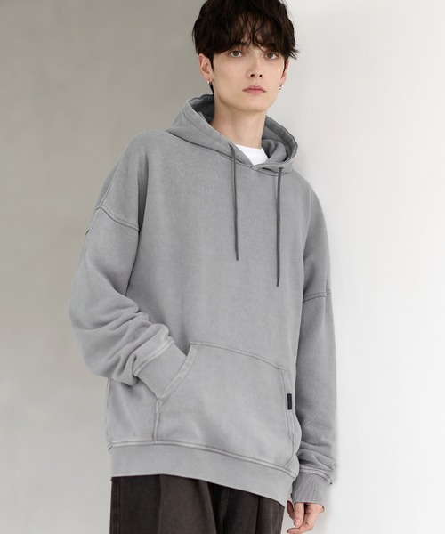 ETELIO（エテリオ）の「ヴィンテージ加工PUピスデザインスウェットプルパーカー（パーカー・メンズ・ワイン/ブラック/ブルー/グレー/ブラウン・S/M/L/XL）」の17枚目の写真