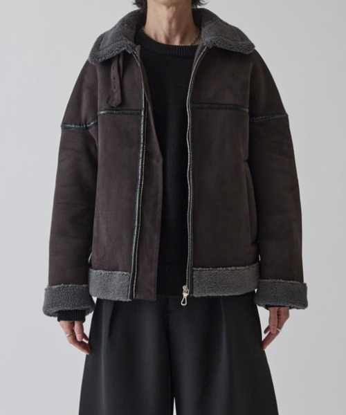 Lui's（ルイス）の「フェイクムートンブルゾン（ブルゾン・メンズ・ライトグレー/チャコールグレー・S/M）」の6枚目の写真