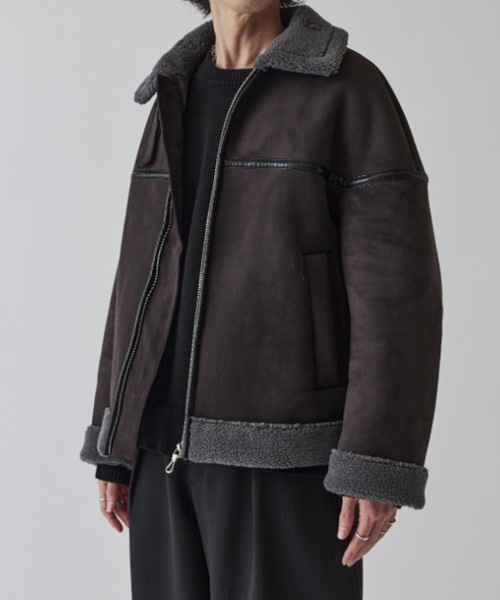 Lui's（ルイス）の「フェイクムートンブルゾン（ブルゾン・メンズ・ライトグレー/チャコールグレー・S/M）」の7枚目の写真