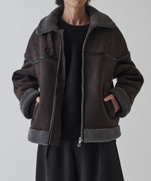 Lui's（ルイス）の「フェイクムートンブルゾン（ブルゾン・メンズ・ライトグレー/チャコールグレー・S/M）」の9枚目の写真