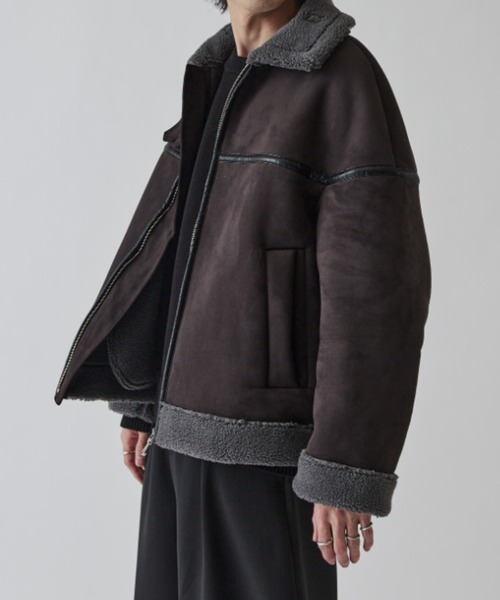 Lui's（ルイス）の「フェイクムートンブルゾン（ブルゾン・メンズ・ライトグレー/チャコールグレー・S/M）」の10枚目の写真