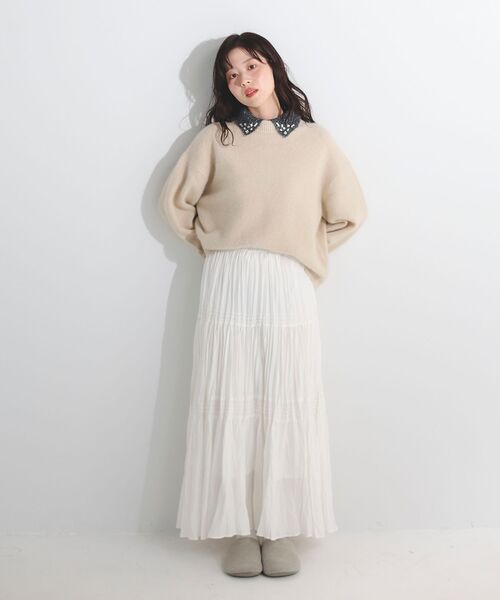 le.coeur blanc（ルクールブラン）の「モックネックチャイニーズラクーンプルオーバー（ニット/セーター・レディース・オフホワイト/グリーン/ピンク/グレー/ネイビー・38）」の8枚目の写真