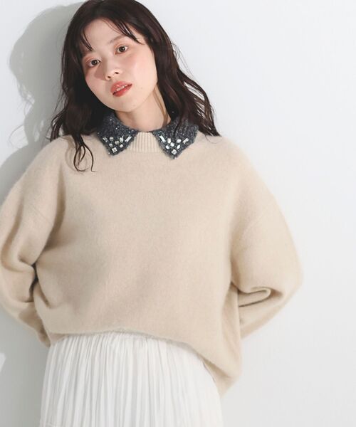 le.coeur blanc（ルクールブラン）の「モックネックチャイニーズラクーンプルオーバー（ニット/セーター・レディース・オフホワイト/グリーン/ピンク/グレー/ネイビー・38）」の9枚目の写真