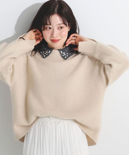 le.coeur blanc（ルクールブラン）の「モックネックチャイニーズラクーンプルオーバー（ニット/セーター・レディース・オフホワイト/グリーン/ピンク/グレー/ネイビー・38）」の10枚目の写真