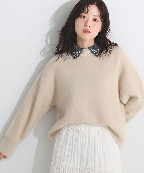 le.coeur blanc（ルクールブラン）の「モックネックチャイニーズラクーンプルオーバー（ニット/セーター・レディース・オフホワイト/グリーン/ピンク/グレー/ネイビー・38）」の11枚目の写真