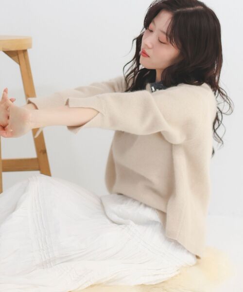 le.coeur blanc（ルクールブラン）の「モックネックチャイニーズラクーンプルオーバー（ニット/セーター・レディース・オフホワイト/グリーン/ピンク/グレー/ネイビー・38）」の12枚目の写真