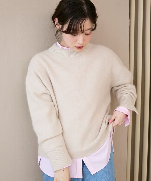 le.coeur blanc（ルクールブラン）の「モックネックチャイニーズラクーンプルオーバー（ニット/セーター・レディース・オフホワイト/グリーン/ピンク/グレー/ネイビー・38）」の13枚目の写真