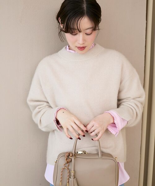le.coeur blanc（ルクールブラン）の「モックネックチャイニーズラクーンプルオーバー（ニット/セーター・レディース・オフホワイト/グリーン/ピンク/グレー/ネイビー・38）」の14枚目の写真