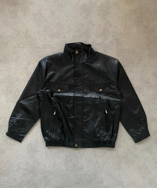 lilful(リルフル)の「オーバーサイズPUレザースタンドネックジャケット(ライダースジャケット・メンズ・ブラック・F)」の6枚目の写真