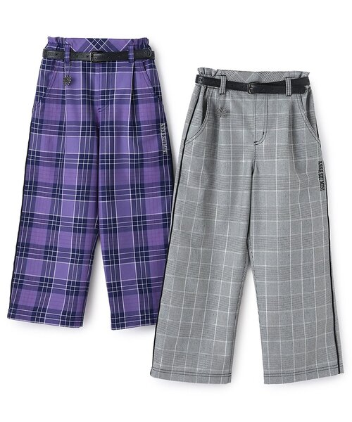 セール】【あったか】ベルトつきチェックワイドパンツ（その他パンツ