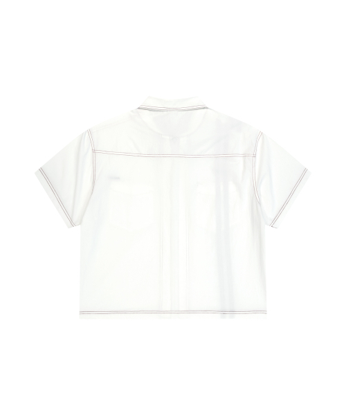 2-Lined Zip-Up Half Shirts (White)