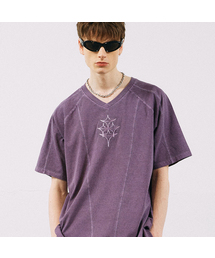 GAKKAI UNIONS（ガッカイユニオンズ）の「V-neck curl chain pigment short sleeve t-shirt ash purple（Tシャツ/カットソー・メンズ）」