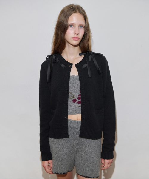 Ribbon Tie Cardigan (Black)