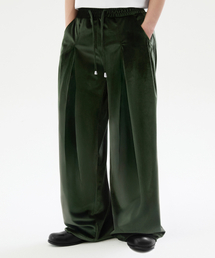 TRILLION（トリリオン）の「Velvet Inverted Tuck Wide Pants [Khaki]（その他パンツ）」