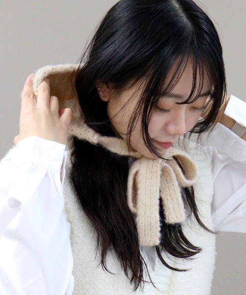 DONOBAN（ドノバン）の「ローゲージボンネット型ニット帽（ニットキャップ/ビーニー・レディース・ナチュラル/チャコール・ONE）」の3枚目の写真