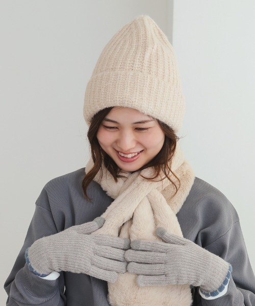 DONOBAN（ドノバン）の「ローゲージボンネット型ニット帽（ニットキャップ/ビーニー・レディース・ナチュラル/チャコール・ONE）」の5枚目の写真