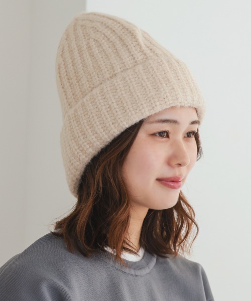 DONOBAN（ドノバン）の「ローゲージボンネット型ニット帽（ニットキャップ/ビーニー・レディース・ナチュラル/チャコール・ONE）」の8枚目の写真