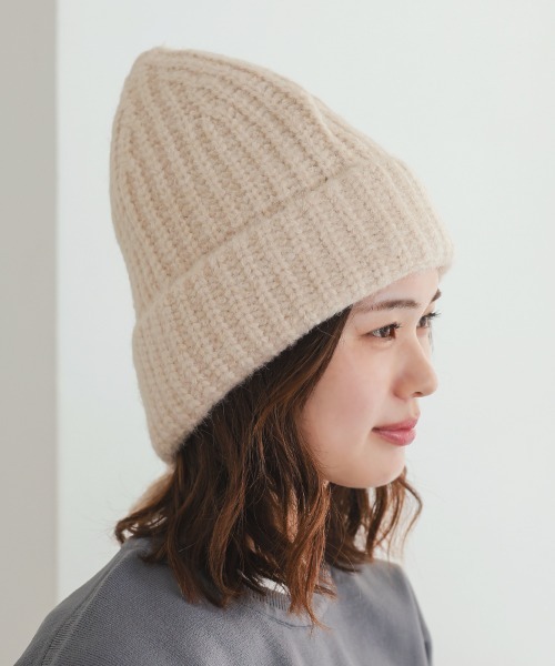 DONOBAN（ドノバン）の「ローゲージボンネット型ニット帽（ニットキャップ/ビーニー・レディース・ナチュラル/チャコール・ONE）」の9枚目の写真