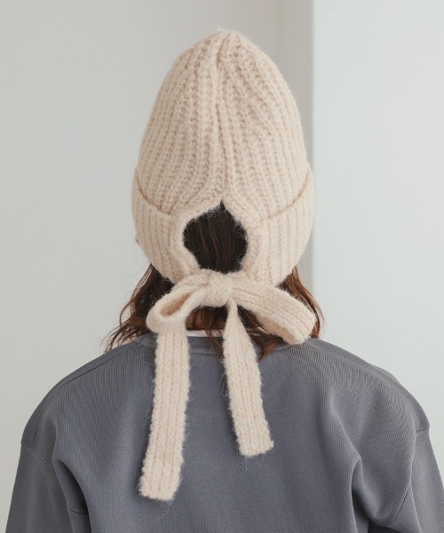 DONOBAN（ドノバン）の「ローゲージボンネット型ニット帽（ニットキャップ/ビーニー・レディース・ナチュラル/チャコール・ONE）」の11枚目の写真